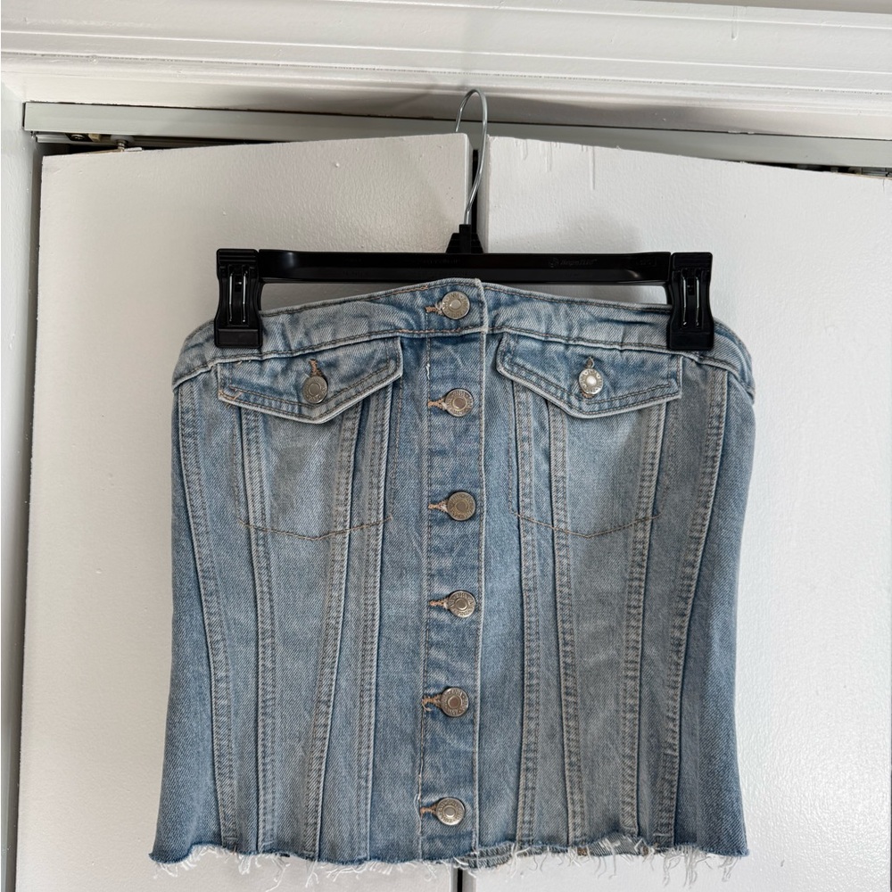 Zara Light Blue Button-Front Denim Shirt
